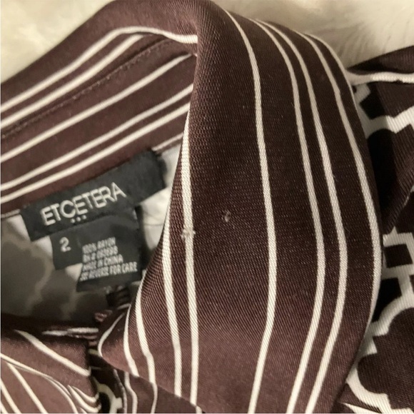 Etcetera Women’s  Retro Style Geometric Brown & White Print Dress Size 2 - Picture 7 of 12